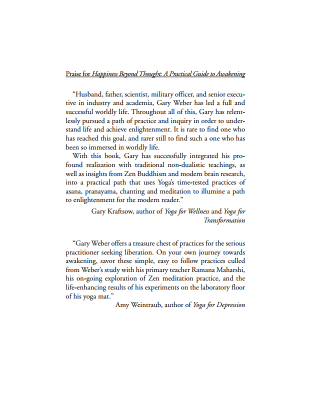 Happiness Beyond Thought, A Practical Guide to Awakening
